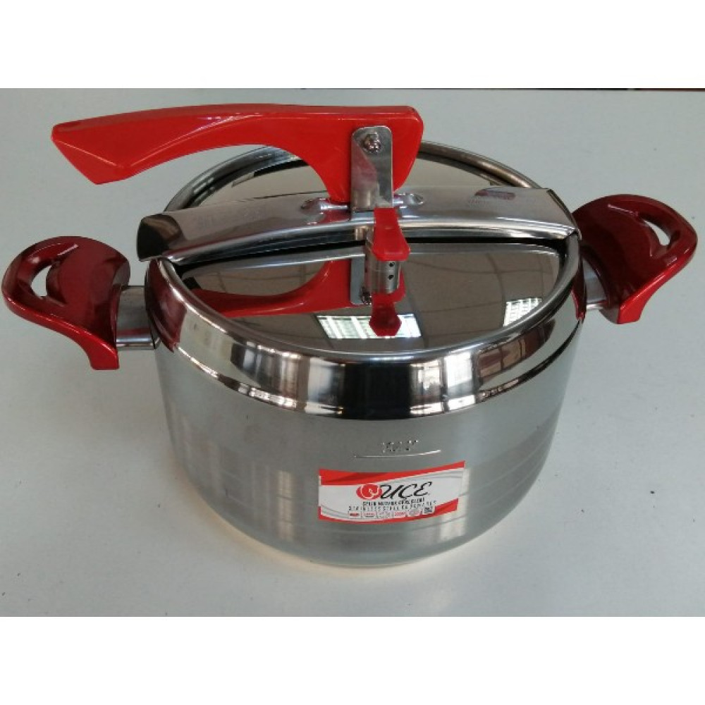 Uçe Düdüklü Tencere Kırmızı Kulp - 5l - Gümüş - 5 lt Düdüklü Tencereler Fiyatı