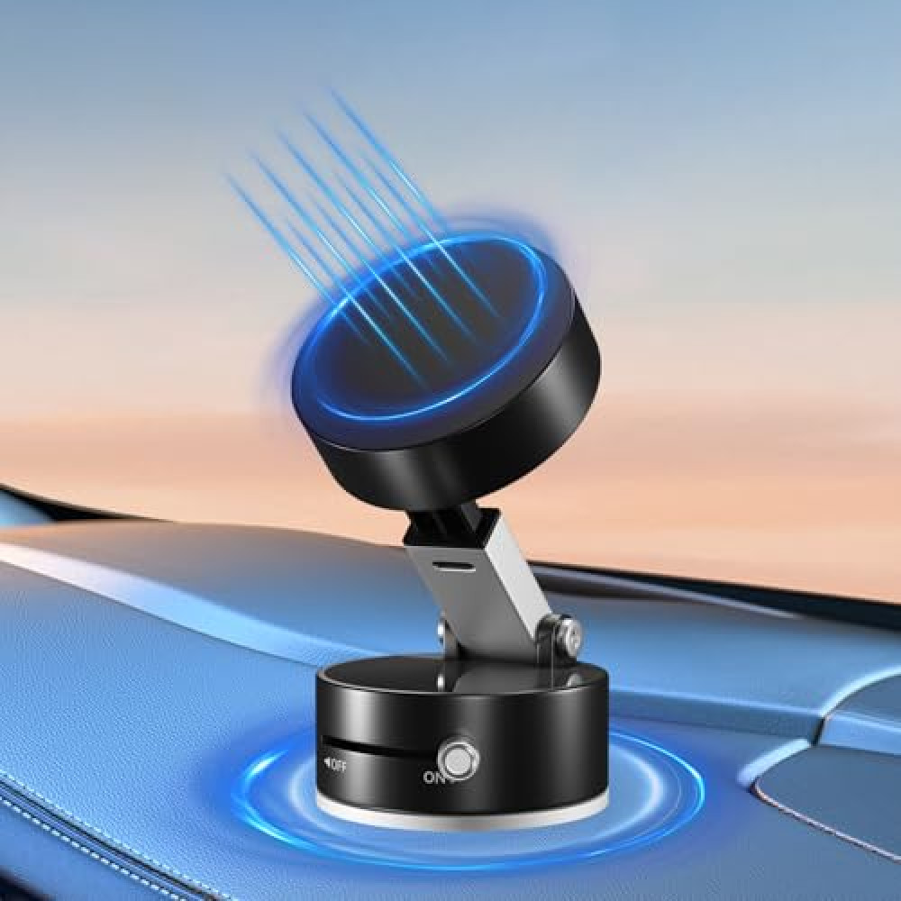 Uceento Vacuum Magnetic Phone Holder, Suction Cup Phone Mount, Foldable Strong Magnetic Cell Phone Holder for Car/Gym/Mirror/Smooth Surface, Compatible with Magsafe iPhone