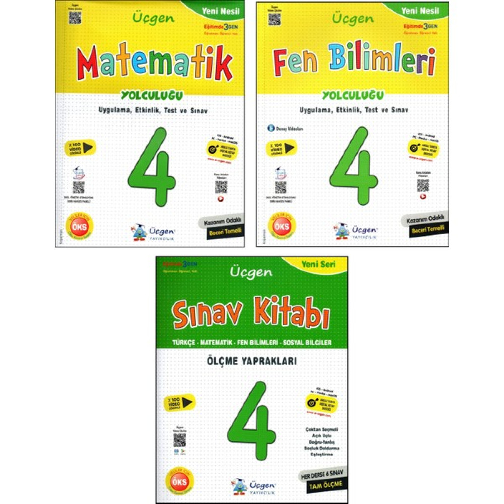 Üçgen 4. Sınıf Yeni Nesil Matematik+Fen Yolculuğu + Sınav Kitabı 3 Kitap Tüm Dersler Fiyatı
