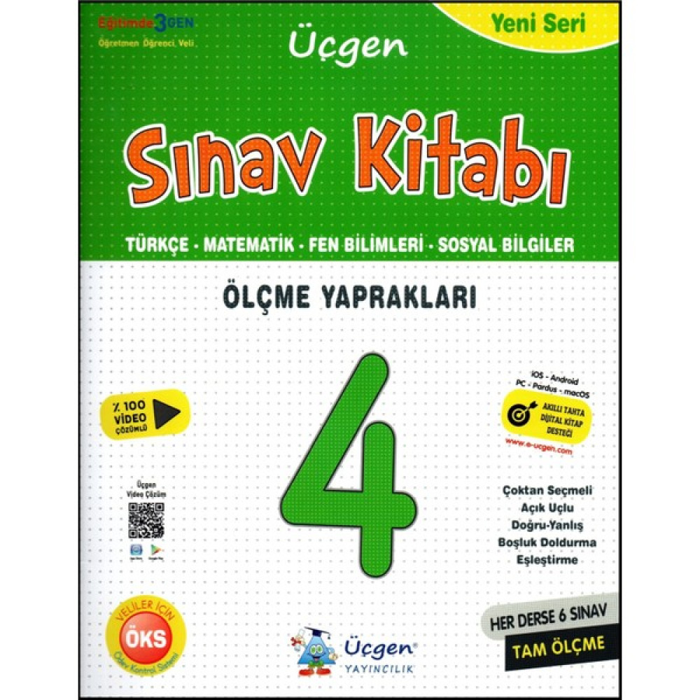Üçgen 4. Sınıf Yeni Seri Sınav Kitabı (Türkçe-Matematik-Fen-Sosyal Bilgiler) Tüm Dersler Fiyatı