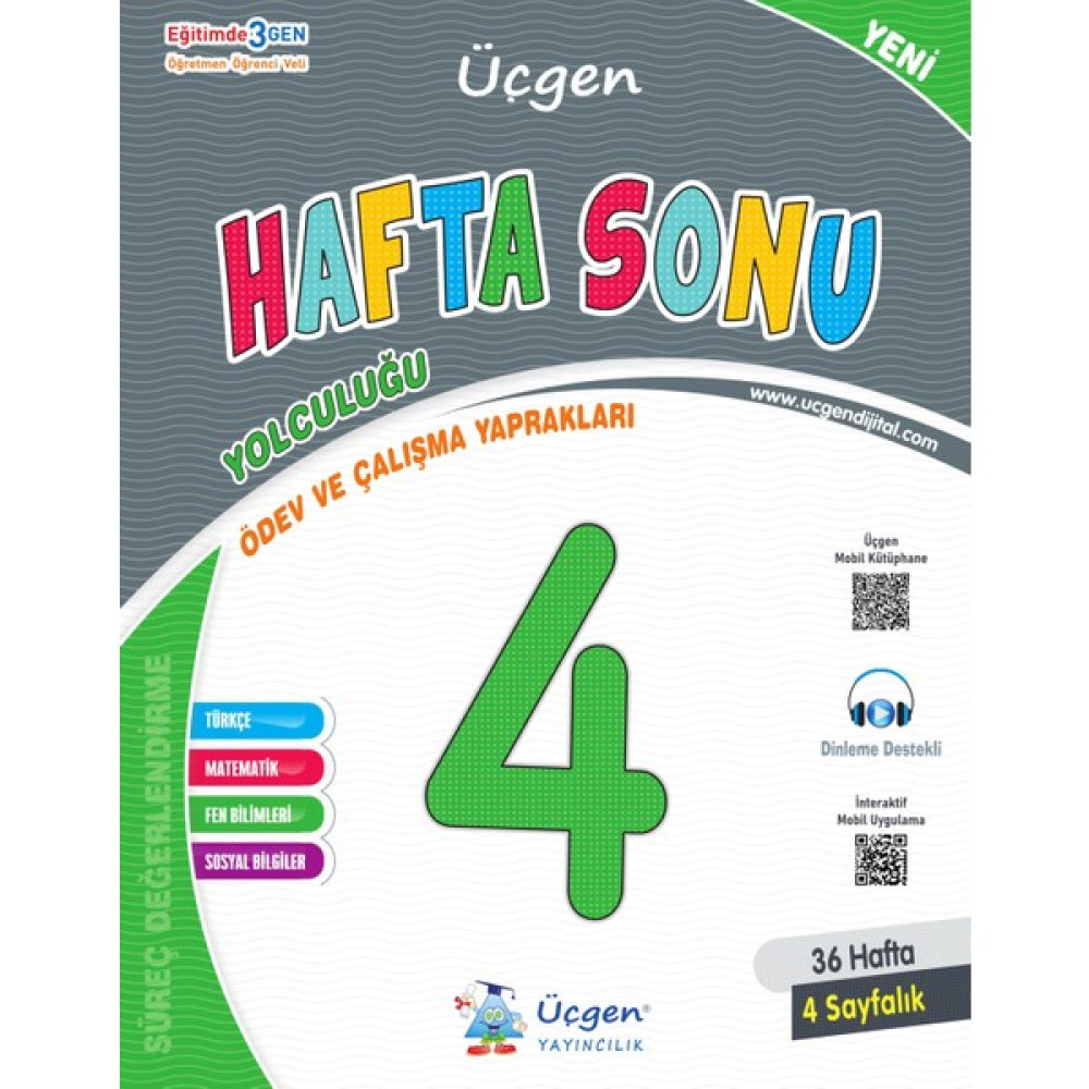 Üçgen Akademi 2025 4. Sınıf Hafta Sonu Ödev ve Çalışma Yaprakları 36 Hafta Kaynak Kitapları Fiyatı