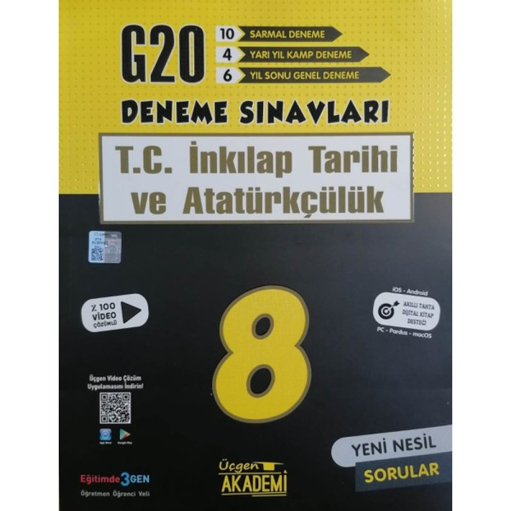 Üçgen Akademi 8.sınıf Lgs G20 Inkılap Tarihi Deneme Sınavı- Stk Ders Sınav Kitapları Fiyatı