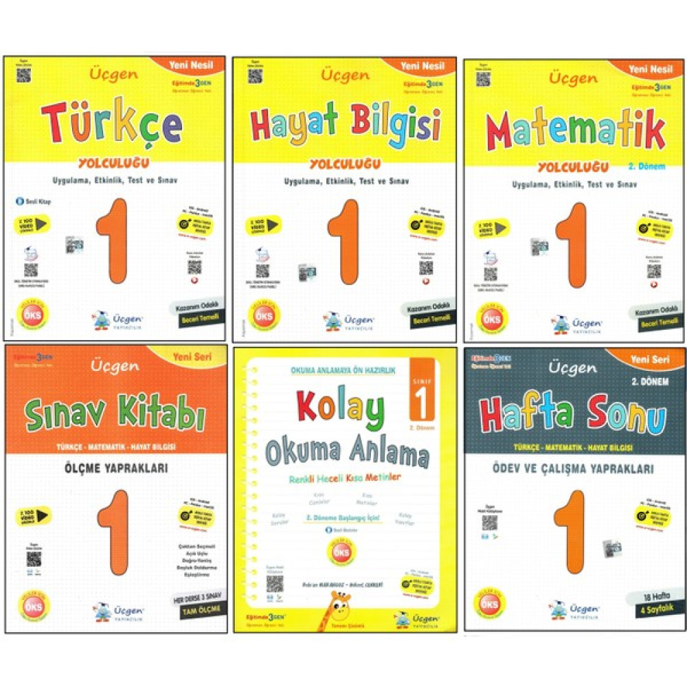 Üçgen Yayıncılık 1. Sınıf 2. Dönem Yeni Nesil Eğitim Seti 6 Kitap Tüm Dersler Fiyatı