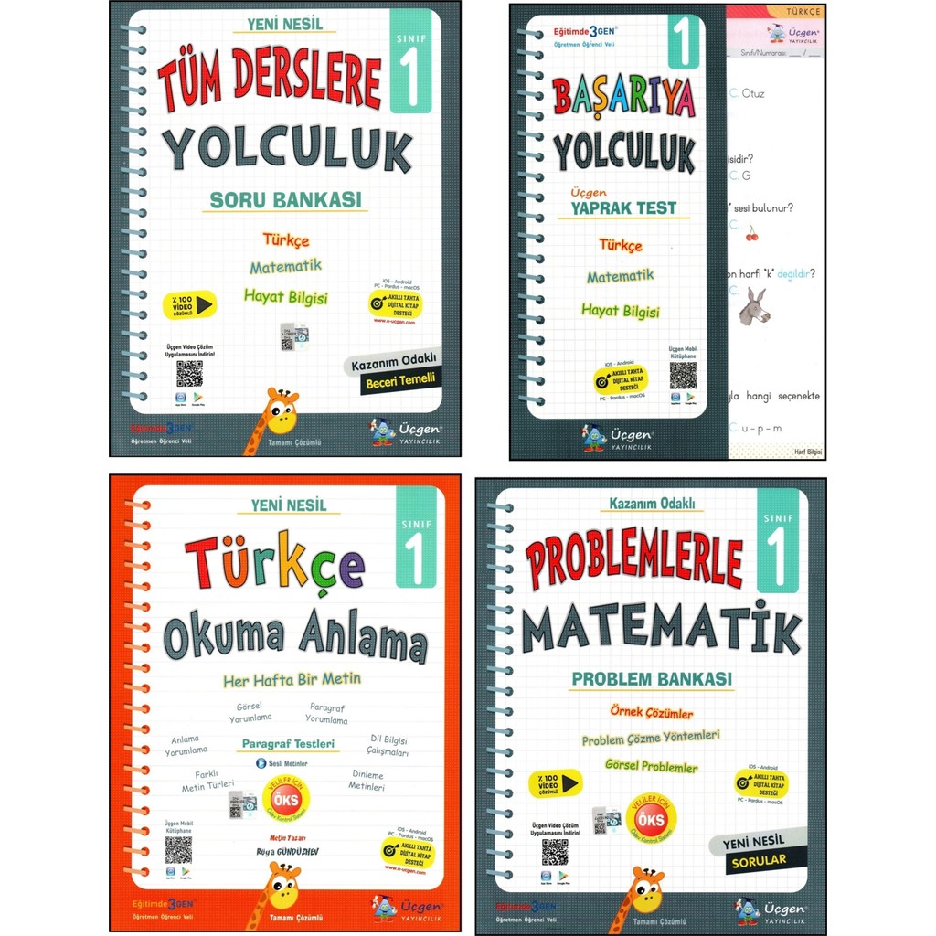 Üçgen Yayıncılık 1. Sınıf Tam Set 4 Kitap Türkçe Eğitim Hedefi ile Soru Bankası ve Yaprak Test Tüm Dersler Fiyatı