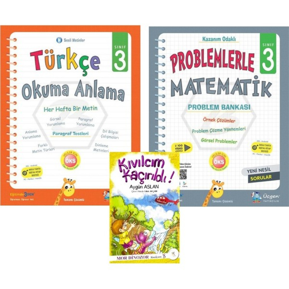 Üçgen Yayıncılık 3. Sınıf Türkçe Okuma Anlama + Problemlerle Matematik Tüm Dersler Fiyatı