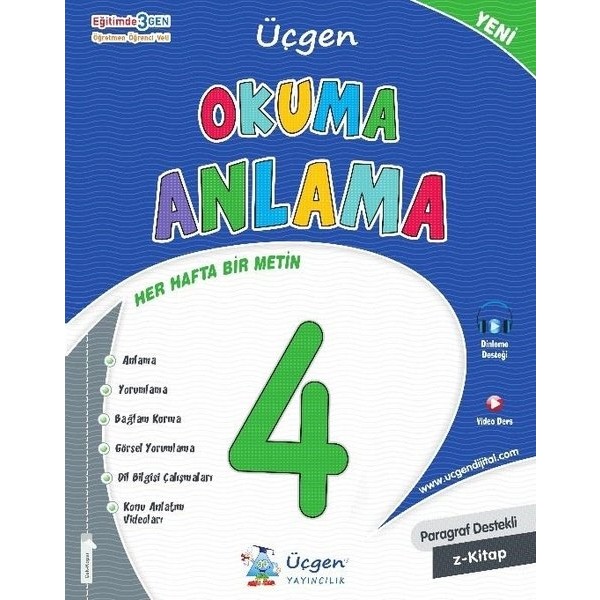 Üçgen Yayıncılık 4. Sınıf Türkçe Okuma Anlama Kitabı Paragraf Testleri ve Ödev Kontrol Sistemi Diğer Fiyatı