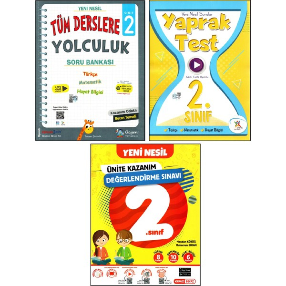 Üçgen Yayıncılık + 5 Renk + Kırmızı Beyaz 2. Sınıf Soru Bankası + Yaprak Test + Değerlendirme Sınavı 3 Kitap Tüm Dersler Fiyatı