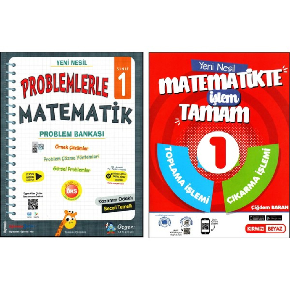 Üçgen Yayıncılık Üçgen+Kırmızı Beyaz 1. Sınıf Problemlerle Matematik+Matematikte Işlem Tamam Işlem Kitabı 2 Kitap Matematik Fiyatı