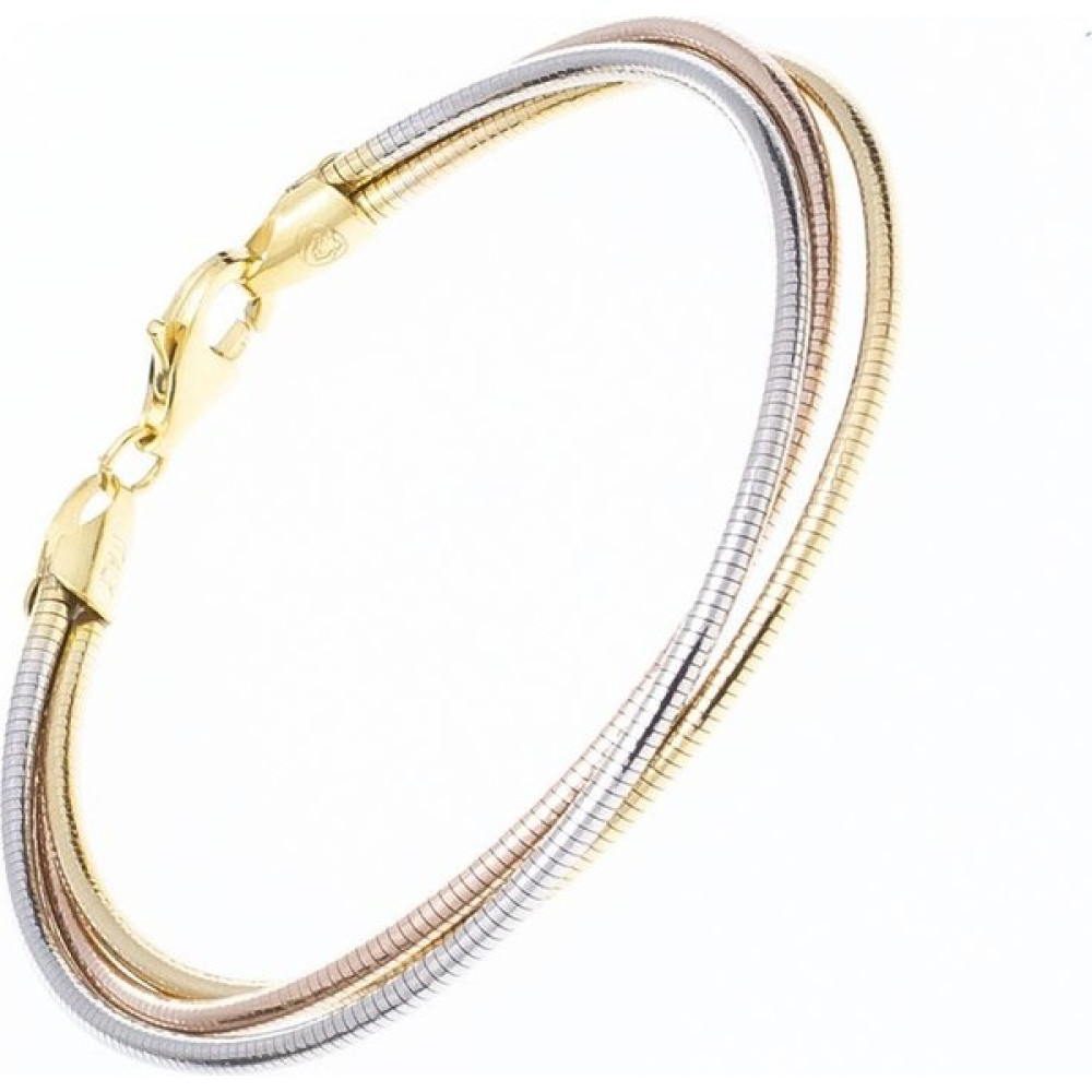 Üçlü Tel Model Üç Renkli Gümüş-Rose-Gold İthal 925 Ayar Gümüş Kadın Bileklik - 19 - Gümüş - Rose Saat ve Bileklik Aksesuarı Fiyatı