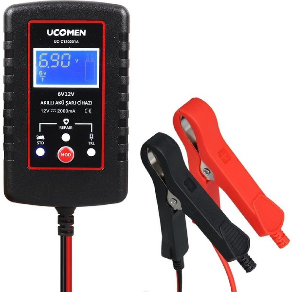 UCOMEN UC-C120201A SİYAH 6/12V MAX 2A LED GÖSTERGELİ AKÜ ŞARJ CİHAZI Oto Boyaları Fiyatı