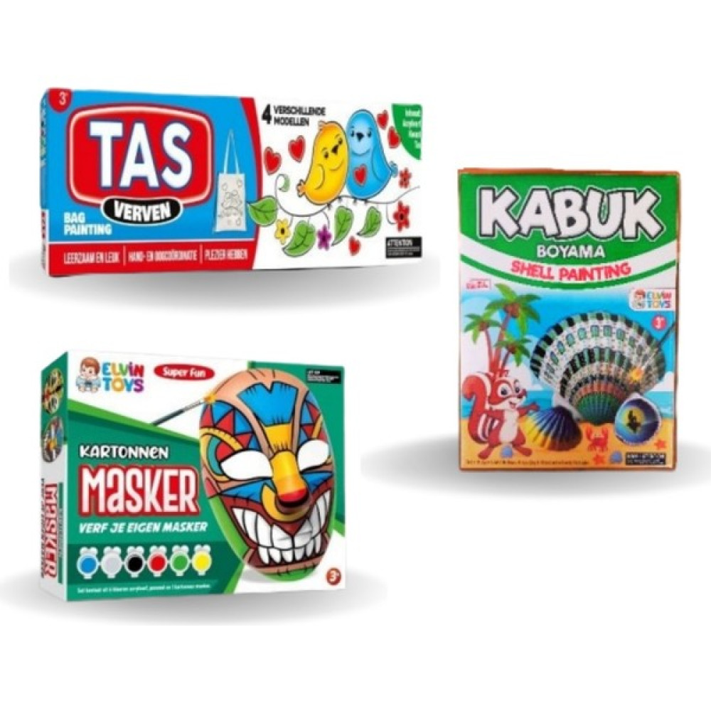 Uconex Kabuk maske çanta Boyama Üçlü Eğitim Hobi Set Sanatsal Malzemeler Fiyatı