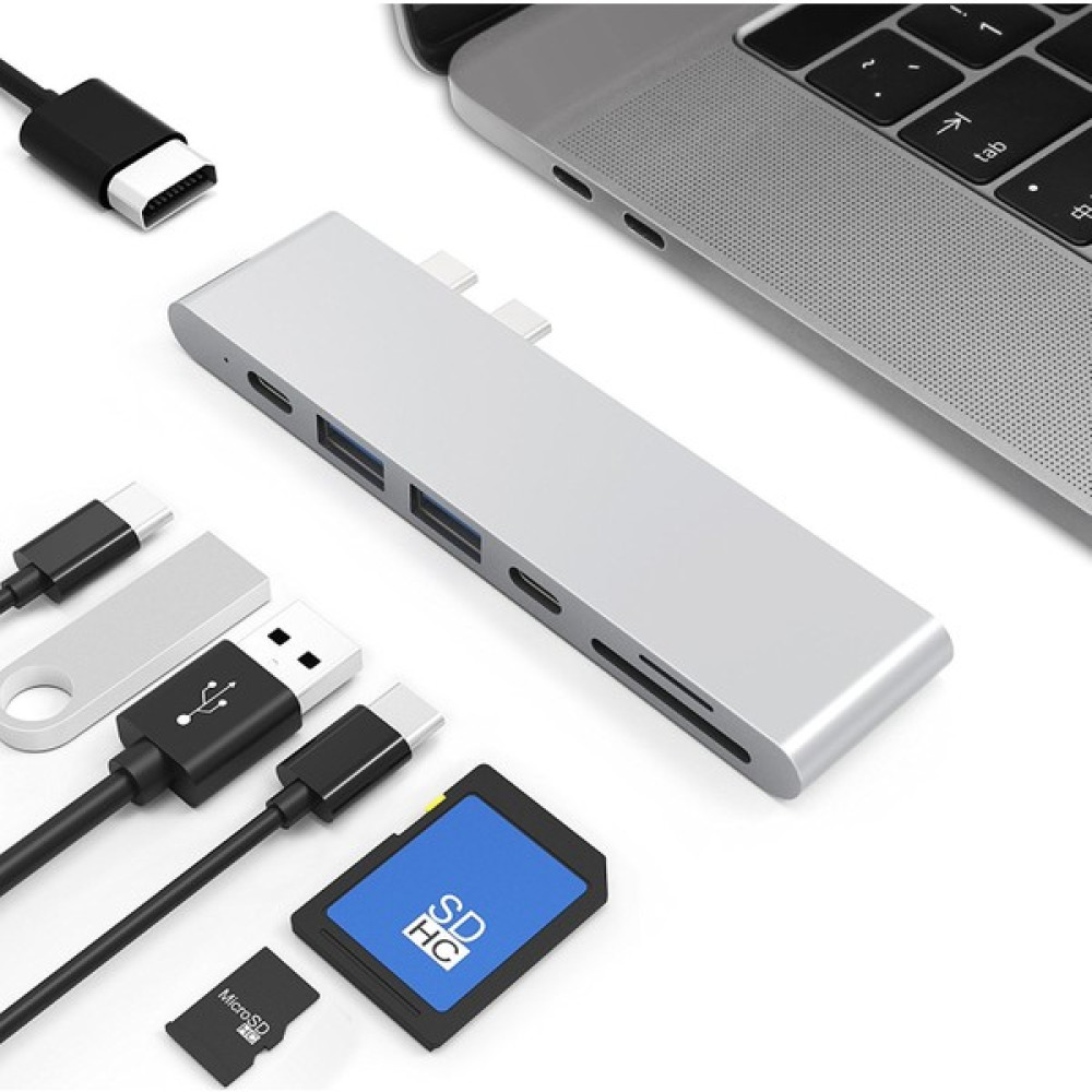 Ucouso USB-C Hub HDMI 4K USB 3.0x2 Şarj SD Msd Thunderbolt 3 MacBook Dönüştürücü 1303 - Gümüş Bilgisayar Çevirici ve Adaptörü Fiyatı