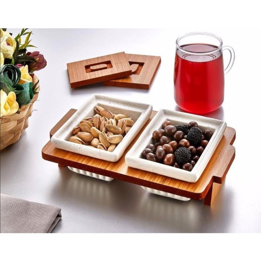 Ucr Home 2 Li Dörtgen Model Ahşap Kahvaltılık Çerezlik Kahvaltı Takımı Fiyatı