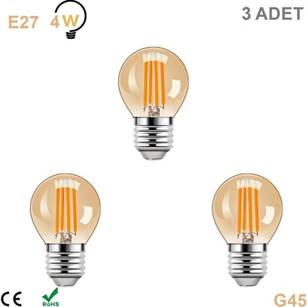 Ucuz Geldi 4 Watt Mini Top Ampul LED Filament G45 Amber Cam Rustik Ampul E27 Duy 2700K Gün Işığı 3 Adet - 40 - 40 W Led Aydınlatmalar Fiyatı