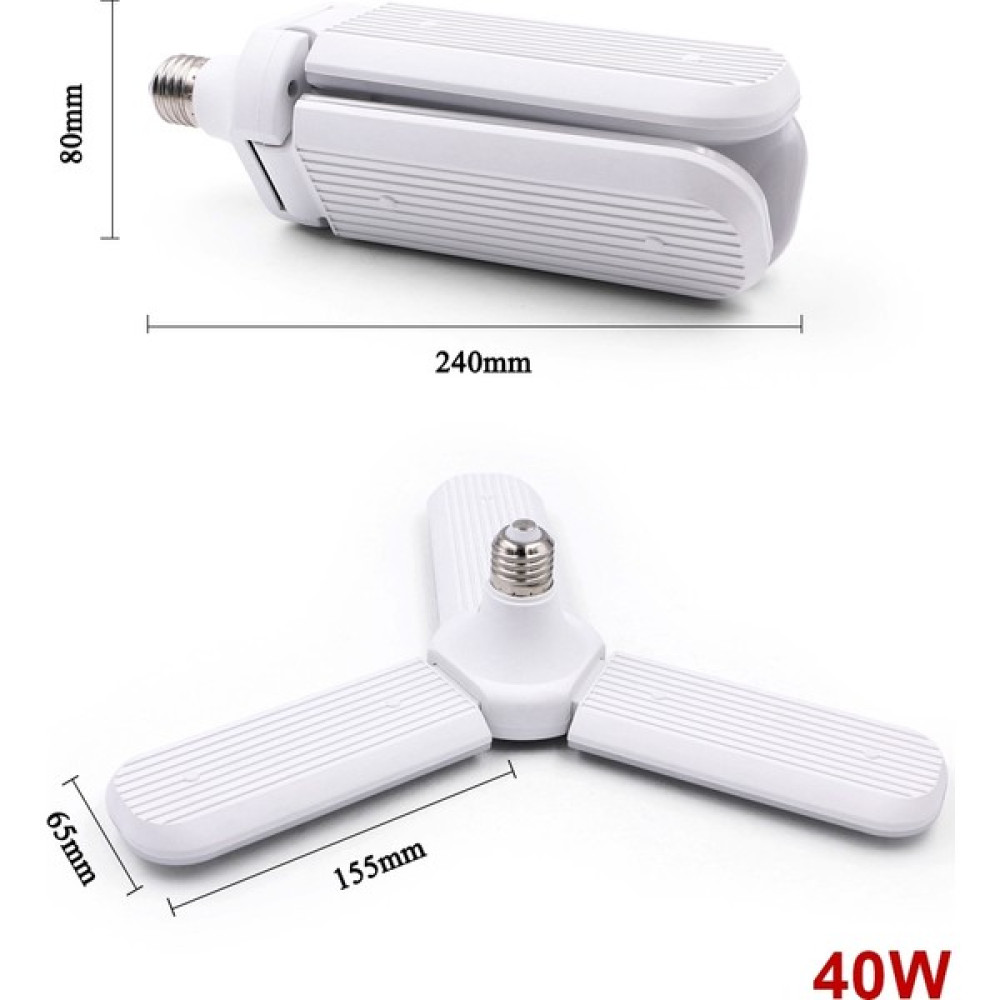Ucuz Geldi Pervane LED Ampul 3 Kollu Katlanabilir 40w 6500K Beyaz Işık Yaprak LED Ampul Led Aydınlatmalar Fiyatı