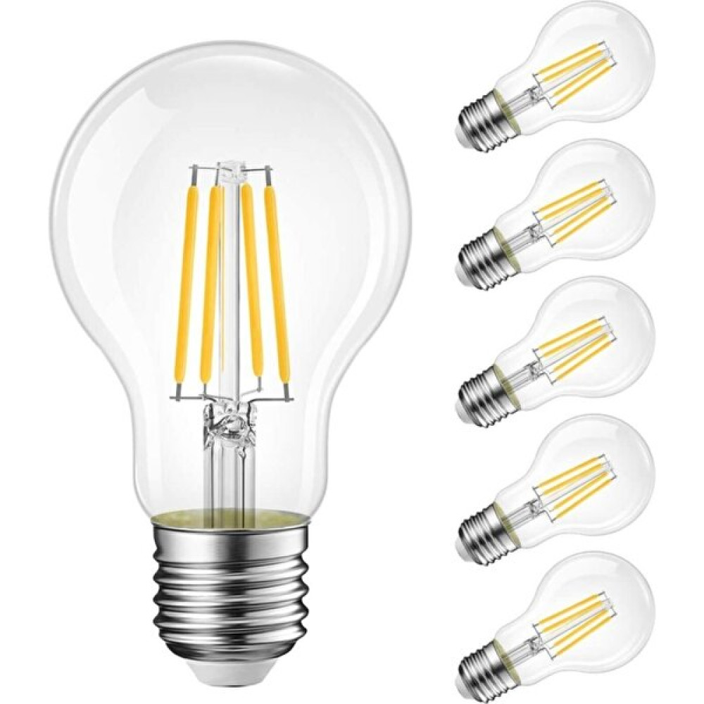 Ucuz Geldi Rustik LED Ampul 4W E27 Duy Şeffaf Cam Dim Edilebilir 3200K Gün Işığı 6 Adet Lambam A60 Led Ampul Tasarruflu Ampul Fiyatı
