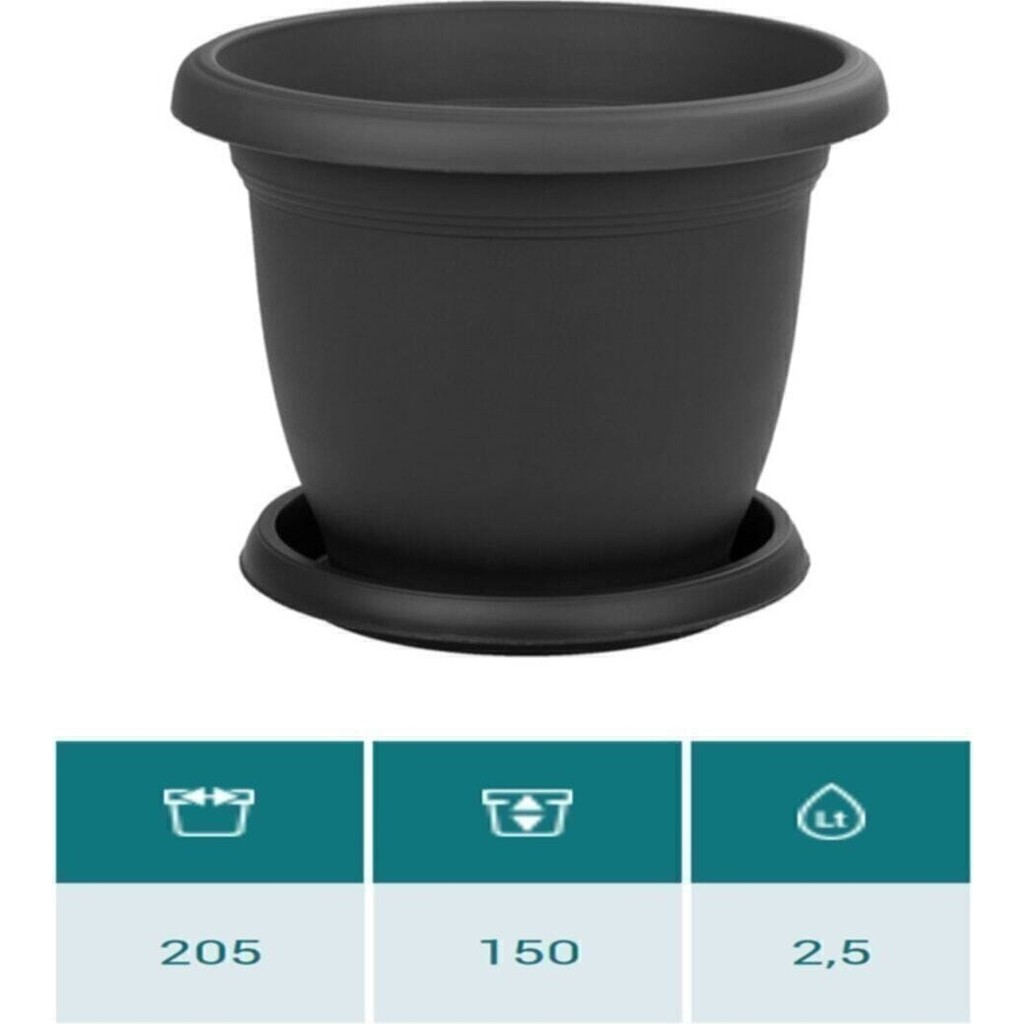 Ucuz Marketim Villa Saksı 2.5 Litre Antrasit Saksı ve Aksesuarları Fiyatı