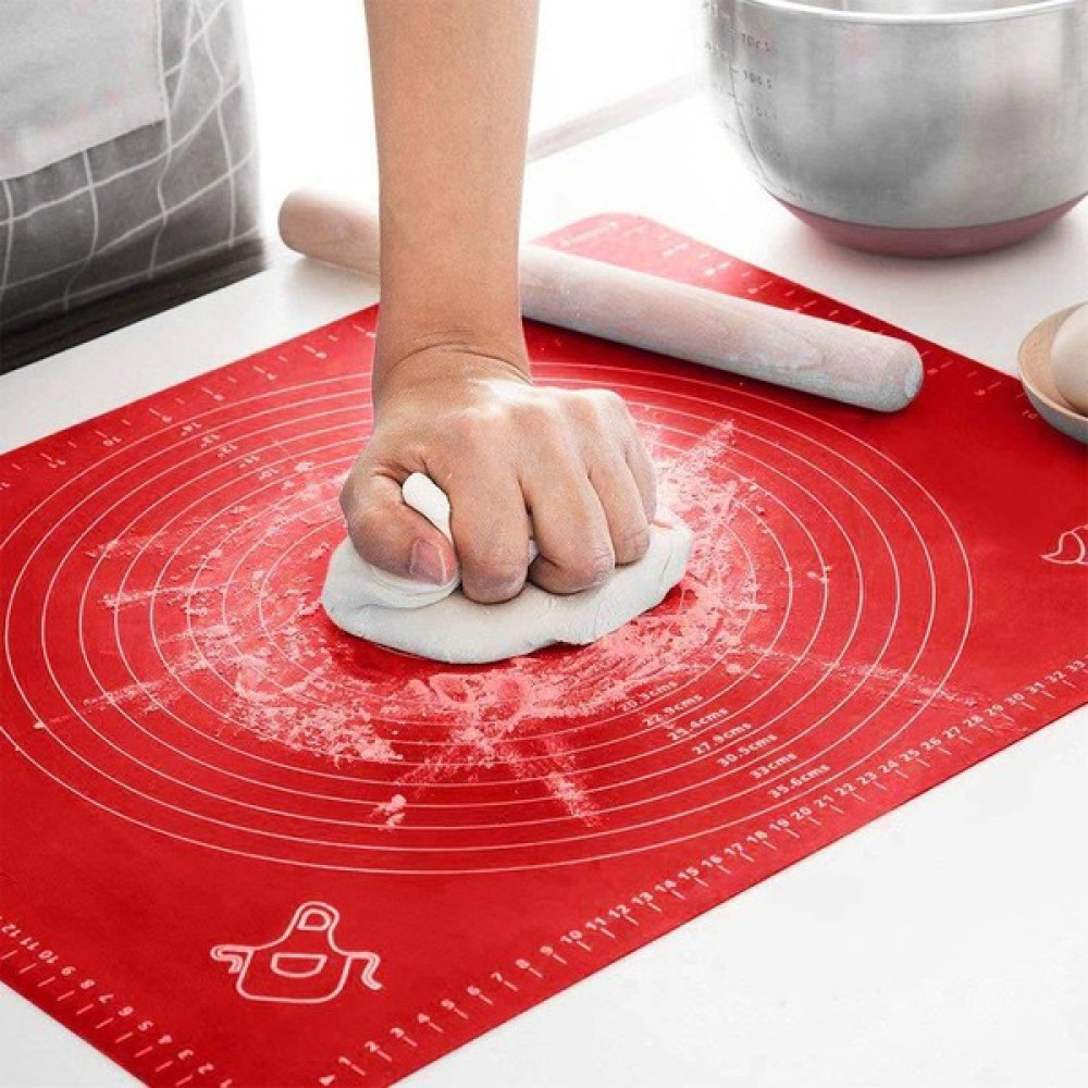 Ucuzal Büyük Boy 45X65 cm Silikon Hamur Açma Matı ve Hamur Kesme Spatula Seti - Kırmızı Mutfak Gereçleri Fiyatı