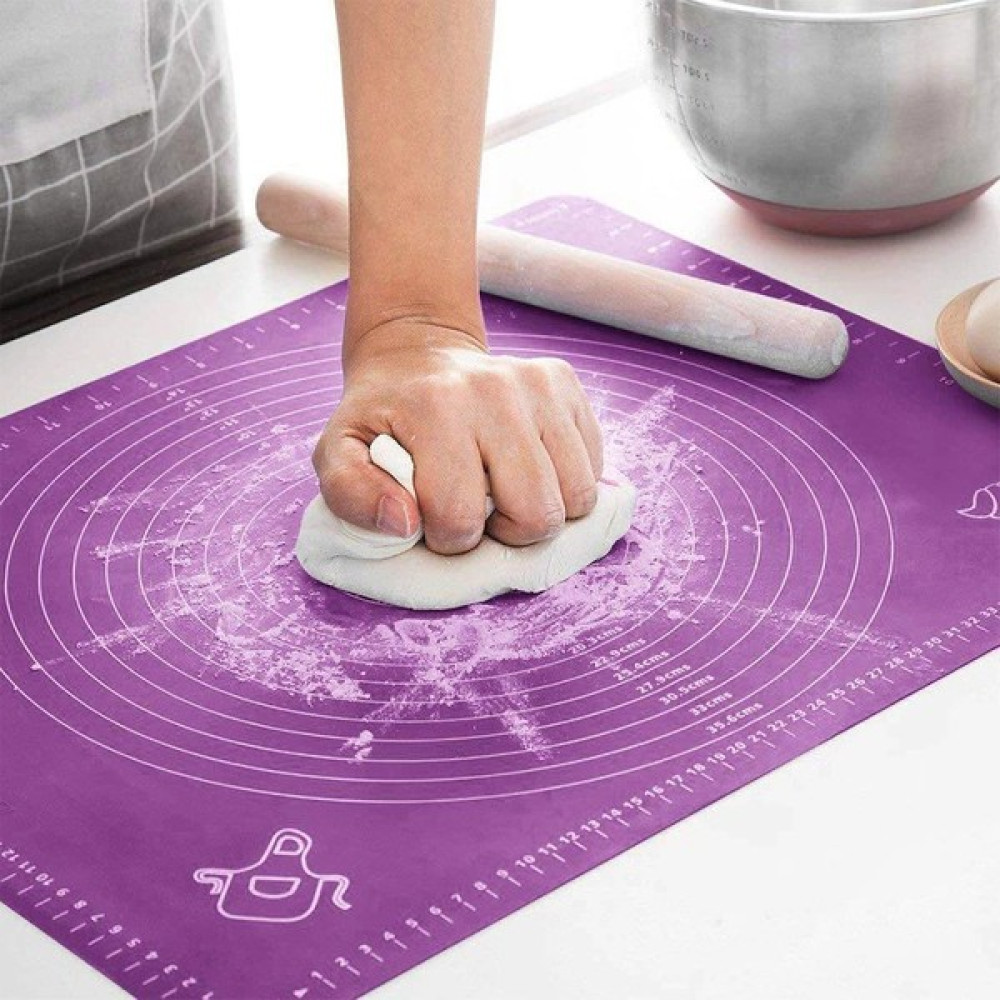 Ucuzal Büyük Boy 45X65 cm Silikon Hamur Açma Matı ve Hamur Kesme Spatula Seti - Mor Mutfak Gereçleri Fiyatı