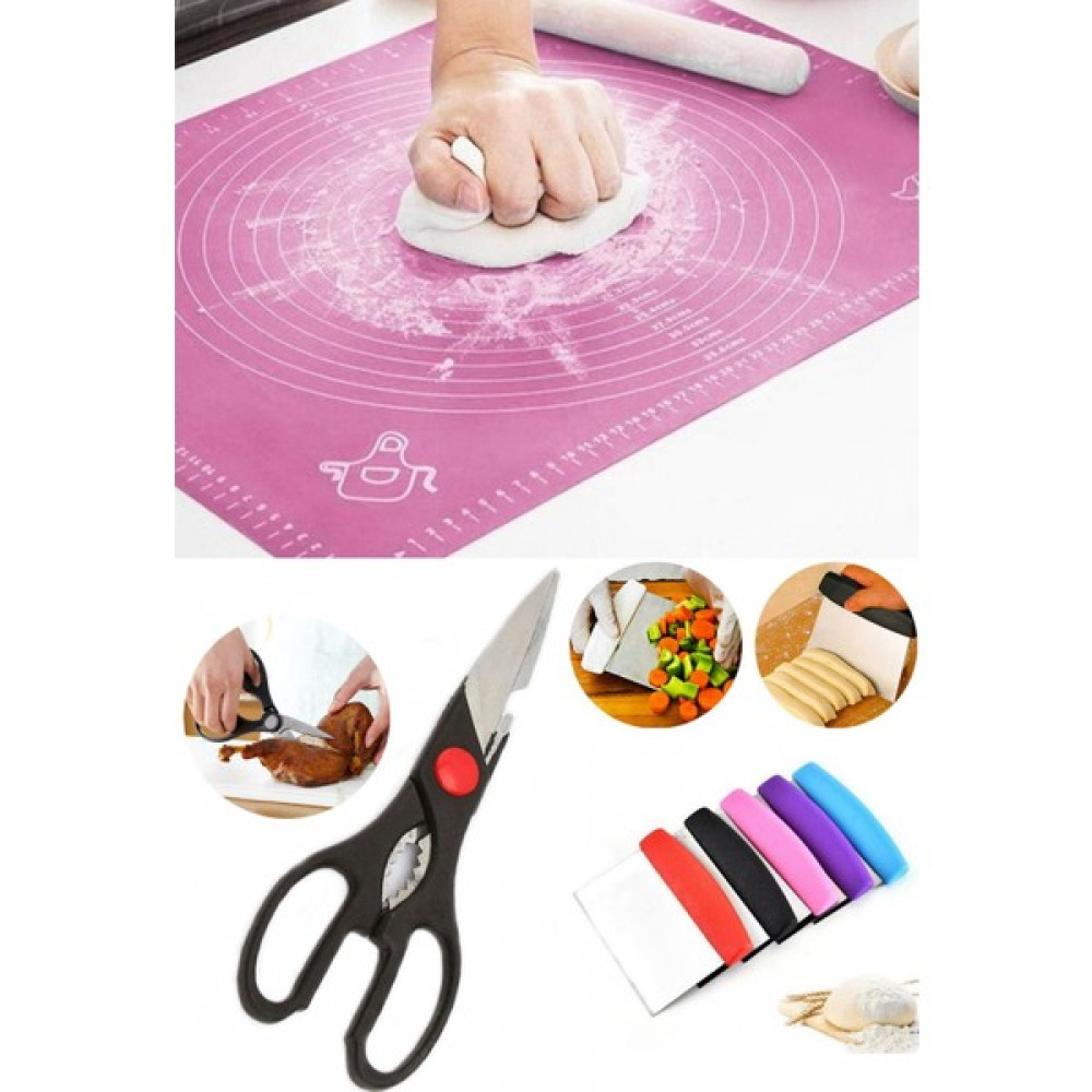 Ucuzal Silikon Hamur Açma Matı + Hamur Spatula + Et Tavuk Makası Mutfak Gereçleri Fiyatı