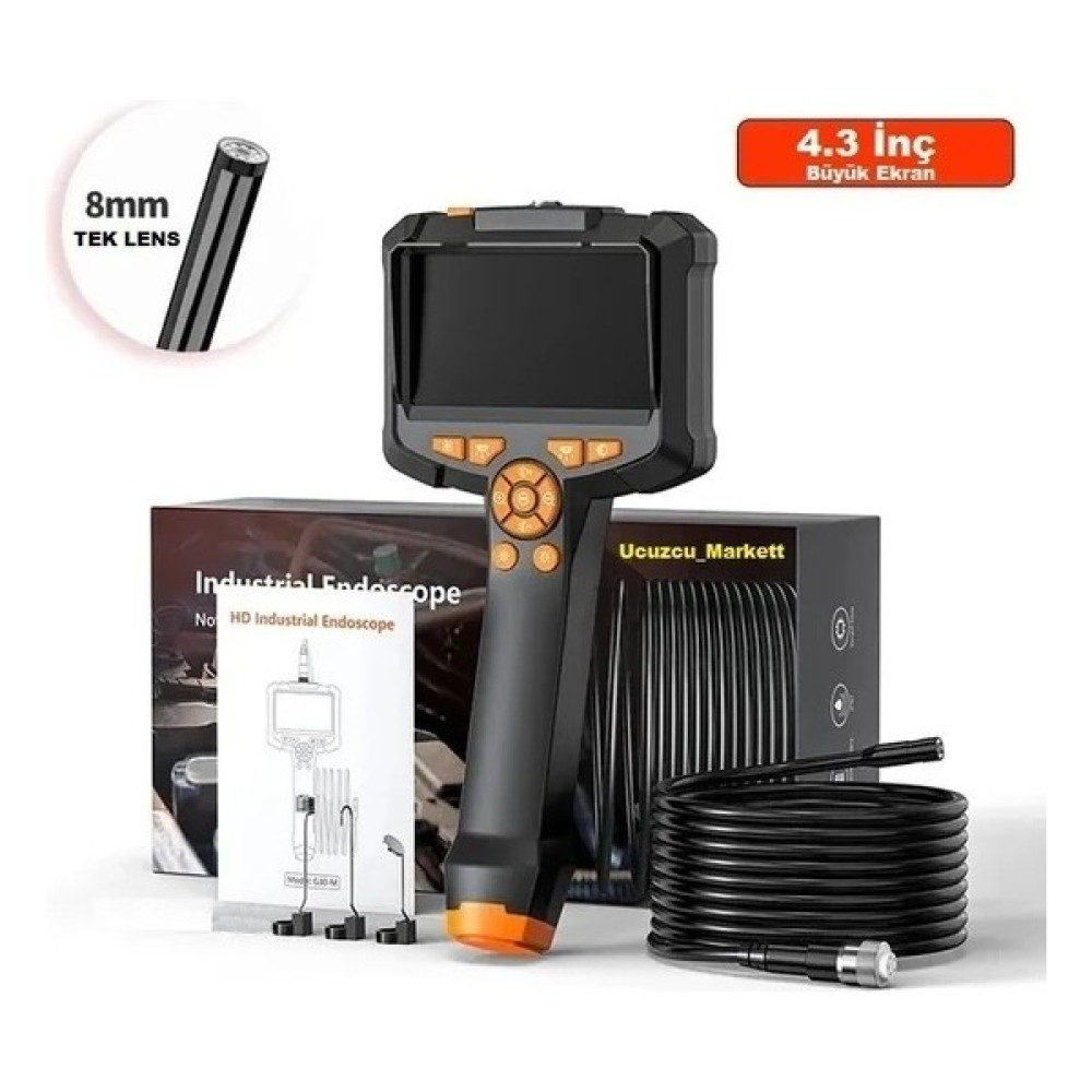 Ucuzcu Market Endüstriyel Endoskop 5 Metre Yılan Kamera 4.3 Inç IPS Ekran IP67 Su Geçirmez Kamera HD1080P 8mm Lens (Araba- Boru Kanalizasyon Inceleme Kamerası) Oto Boyaları Fiyatı
