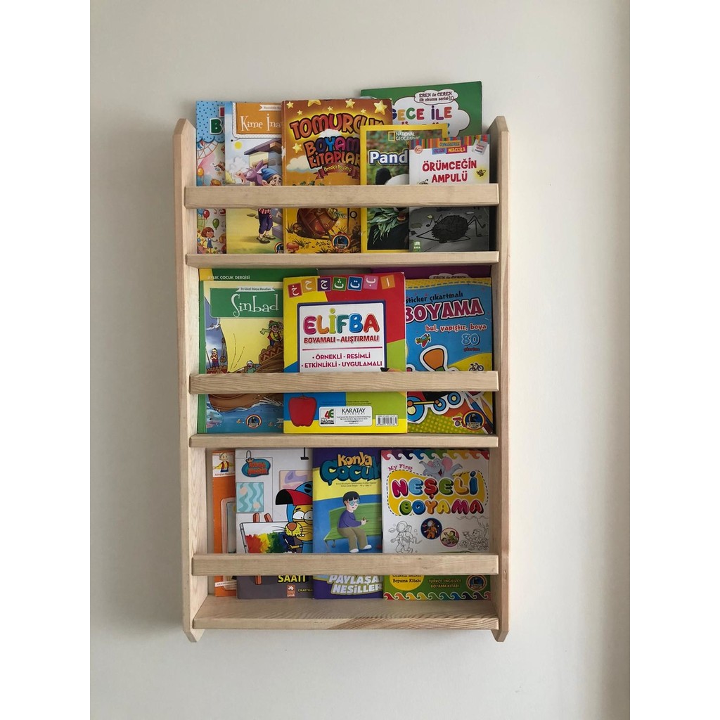 Ue Mobilya Montessori Kitaplık 3 Raflı Ahşap Kitaplık Fiyatı