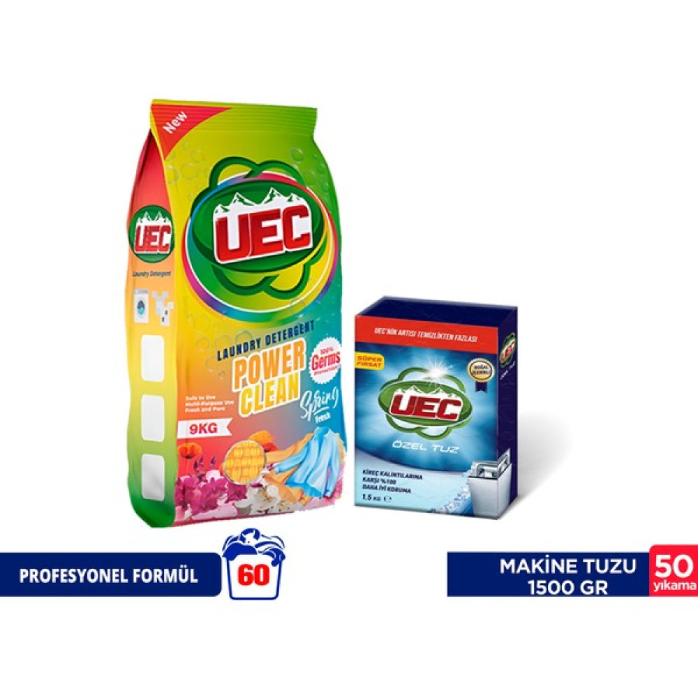 Uec Matik 9 kg Colourful ve Uec Özel Tuz 1,5kg Çamaşır Deterjanı Fiyatı