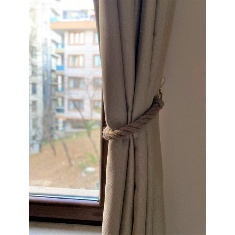 Uefrope Jüt Ip Dekoratif Perde Tutucu Perde Toplayıcı Braçol Perde Aksesuarı Perde Mandalı - 40 cm - Kahverengi - Sarı Perde Aksesuarı Fiyatı