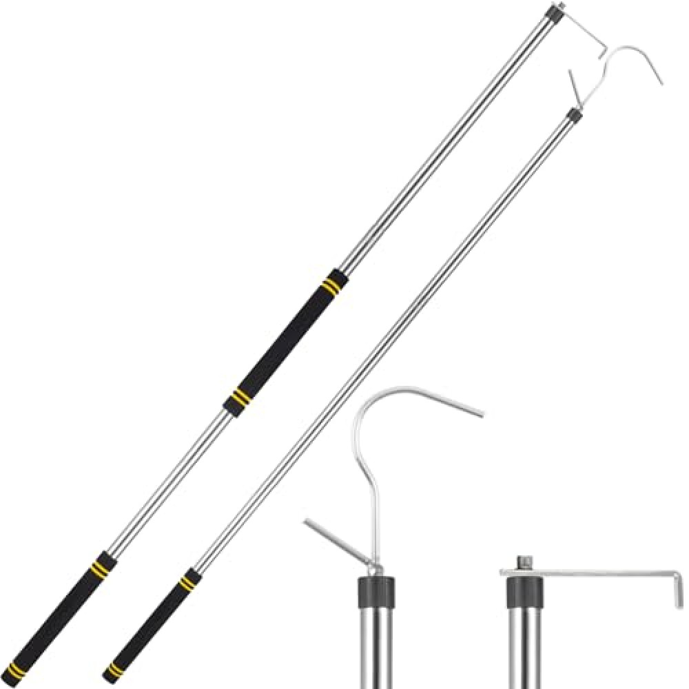 UEGHNS Truck Cargo Grabber, Cargo Grabber Pickup Truck Bed 34-77 inch Sturdy Truck Cargo Retrieval Pole with Two Replacement Hooks Essential Bed Buddy Cargo Truck Retriever Easy Pickup