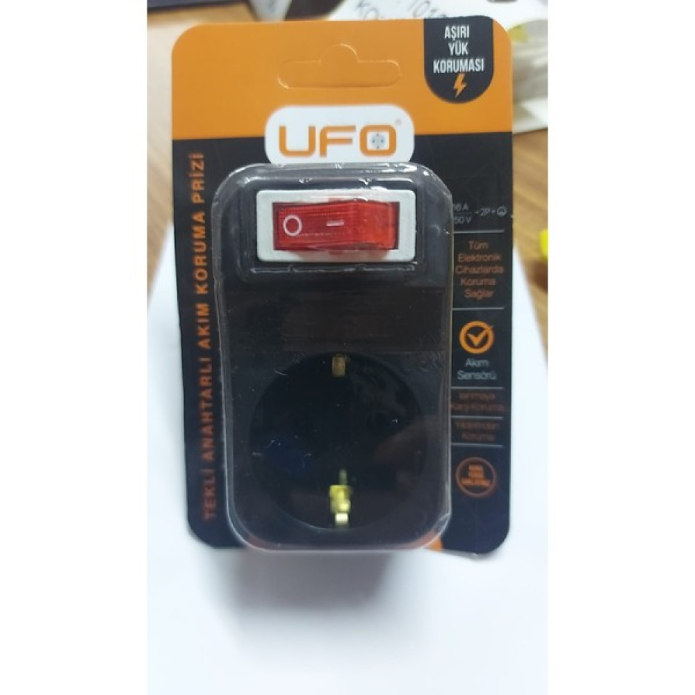 Ufo Anahtarlı Priz Tekli Siyah Akım Korumalı 3500W Ufo Tekli Akım Prizler Fiyatı