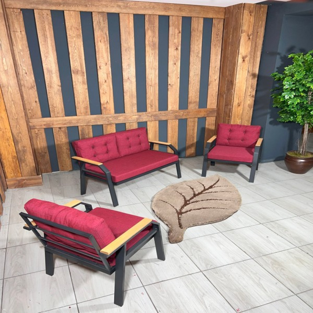 UFUK HOME Kavacık 2 1 1 Bahçe Takımı, Bahçe Mobilyası, Balkon Takımı, Bordo Balkon Oturma Grubu Bahçe Mobilyası Takımı Fiyatı