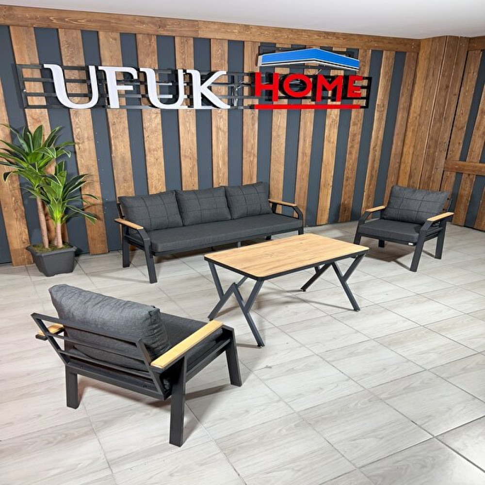 Ufuk Home Kavacık 3+1+1+ Masa Bahçe Takımı, Balkon Mobilyası, Balkon Bahçe Mobilyaları, Bahçe Masa Takımı, Çay Seti - Siyah Bahçe Mobilyası Takımı Fiyatı
