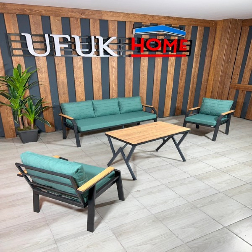 Ufuk Home Kavacık 3+1+1+ Masa Bahçe Takımı, Balkon Mobilyası, Balkon Bahçe Mobilyaları, Bahçe Masa Takımı, Çay Seti - Yeşil Bahçe Mobilyası Takımı Fiyatı