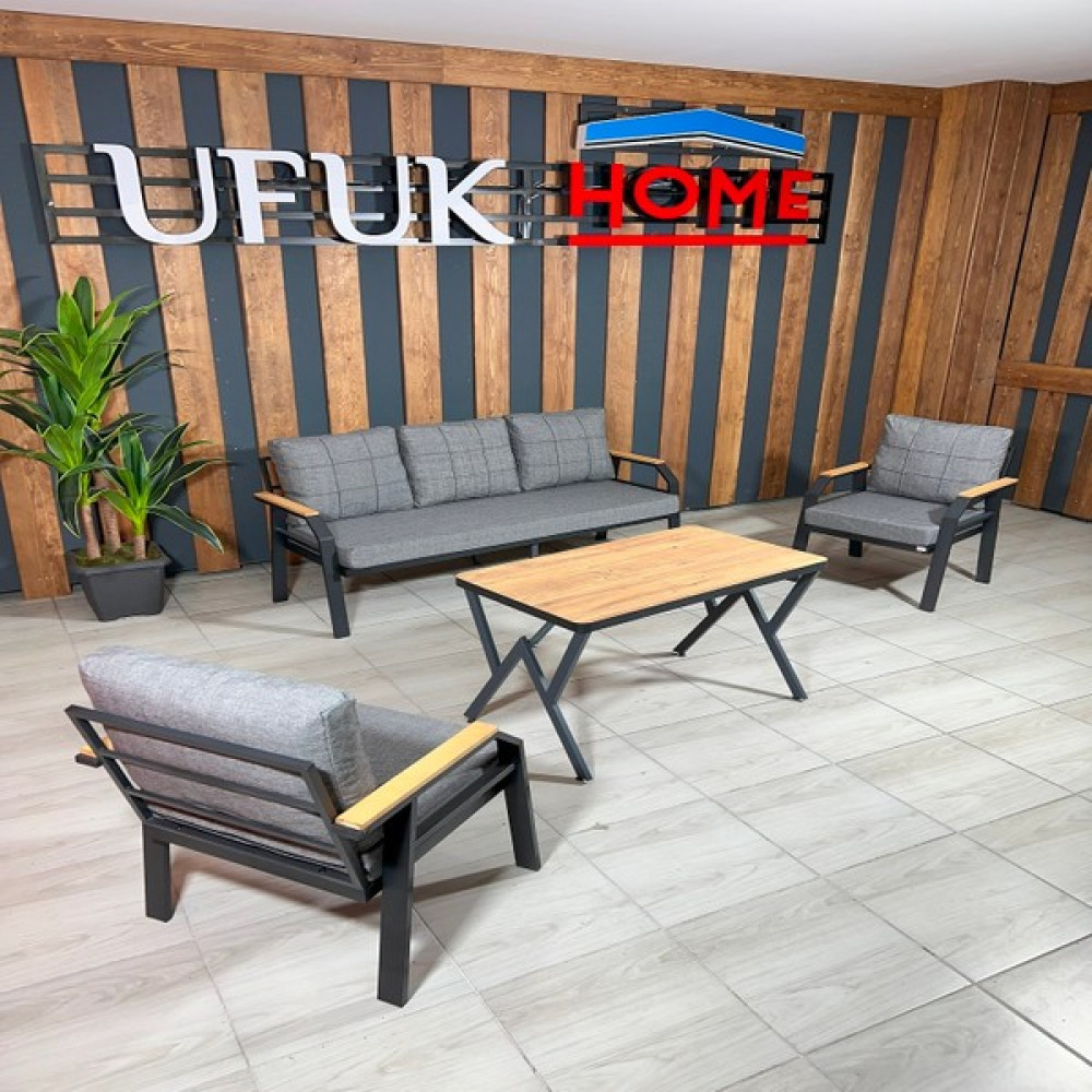 Ufuk Home Kavacık 3+1+1 + Masalı Bahçe Takımı, Balkon Mobilyası, Balkon Bahçe Mobilyaları, Bahçe Masa Takımı, Çay Seti - Gri Bahçe Mobilyası Takımı Fiyatı