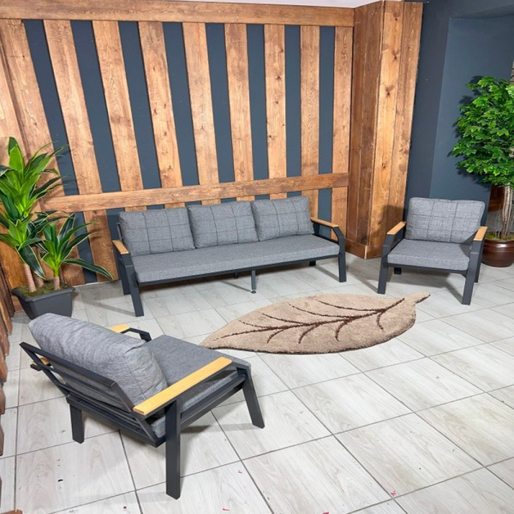 Ufuk Home Kavacık Balkon Bahçe Mobilyası 3 1 1 Gri Takım Bahçe Mobilyası Takımı Fiyatı