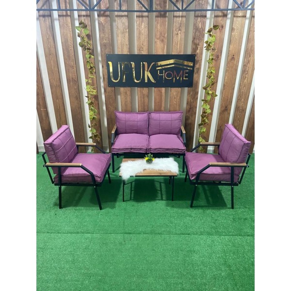 Ufuk Home Linda 2 1 1 Sehpalı Bahçe Mobilyası, Balkon Mobilyası , Balkon Takımı, Koltuk Takımı, Cafe Mobilyası - Lila Bahçe Mobilyası Takımı Fiyatı
