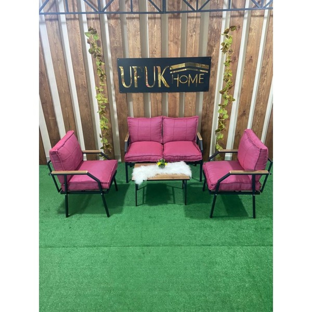 Ufuk Home Linda 2 1 1 Sehpalı Bahçe Takımı, Balkon Mobilyası, Balkon Bahçe Mobilyaları, Bahçe Masa Takımı - Açık Pembe Bahçe Mobilyası Takımı Fiyatı