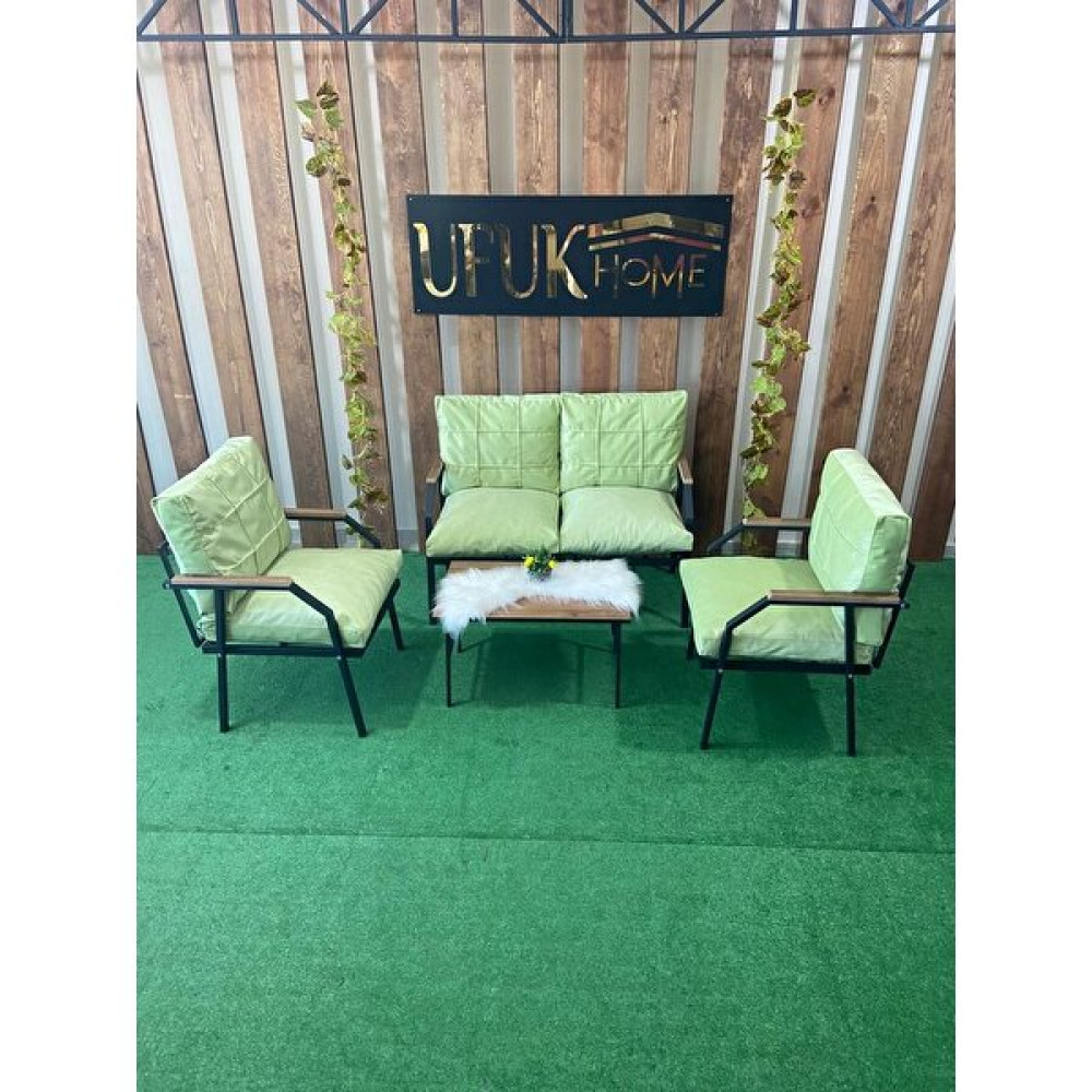 Ufuk Home Linda 2 1 1 Sehpalı Bahçe Takımı, Koltuk Takımı, Balkon Takımı, Fıstık Yeşili Çay Seti Bahçe Mobilyası Takımı Fiyatı