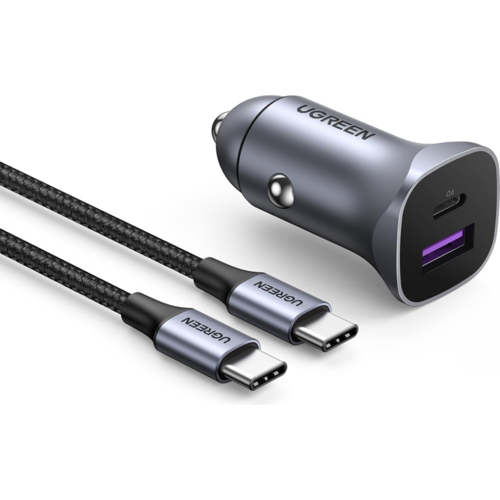 UGREEN 30W QC PD Alüminyum Araç Çakmaklık Şarj Cihazı 1xUSB-C, 1xUSB-A, Gri, 40858 - Siyah Cep Telefonu Şarj Cihazı Fiyatı