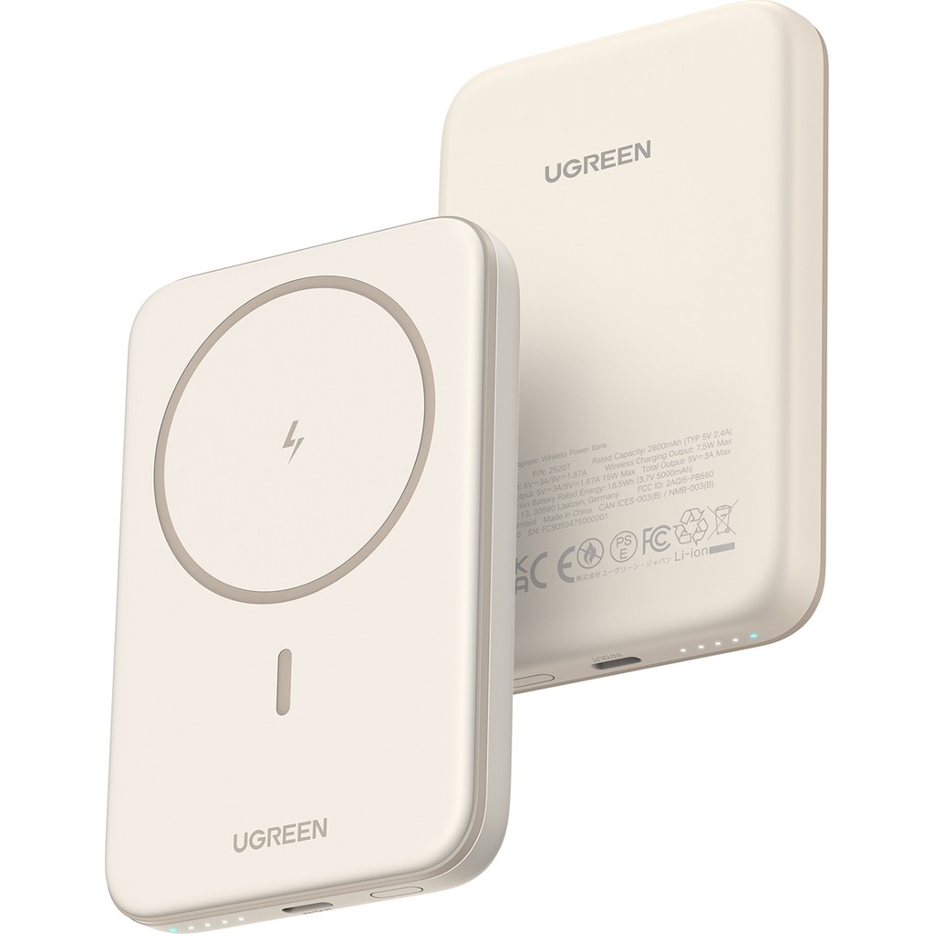 Ugreen 5.000 Mah Magsafe 15W Wireless Powerbank Bej - 25207 Taşınabilir Şarj Cihazı - Powerbank Fiyatı