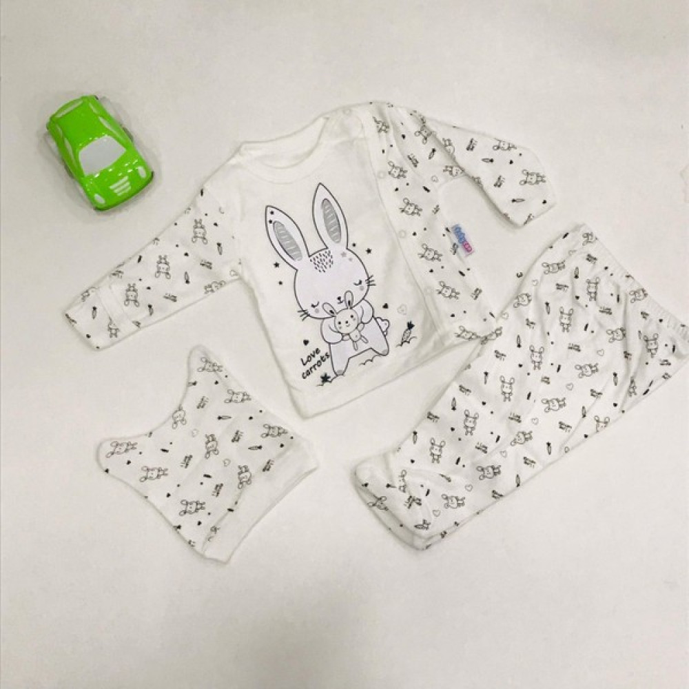 Uğur Böceği Çocuk Babycan 3'lü Kız Bebek Takım Tavşan Desenli Şapkalı 9234 Bebek Giysi Takım Fiyatı