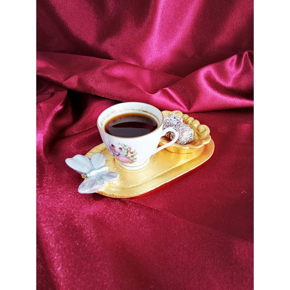 Uğur Böceği Ticaret 2 Adet Kelebekli Kahve Sunumluk ve Istiridye Lokumluk - Gold Oto Boyaları Fiyatı