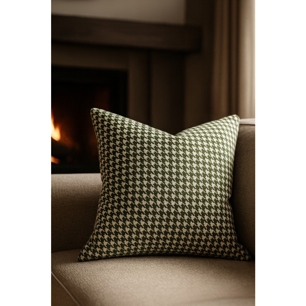 Uğur Home Modern Kaz Ayağı Tasarımlı Kırlent Kılıfı | 43X43 cm - Juniper - 43 x 43 cm - Yeşil Diğer Fiyatı