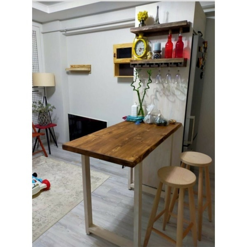 Uğurlu Baylar Doğal Ağaç Bar Masası - Beyaz - 140x52cm Yemek & Mutfak Masası Fiyatı
