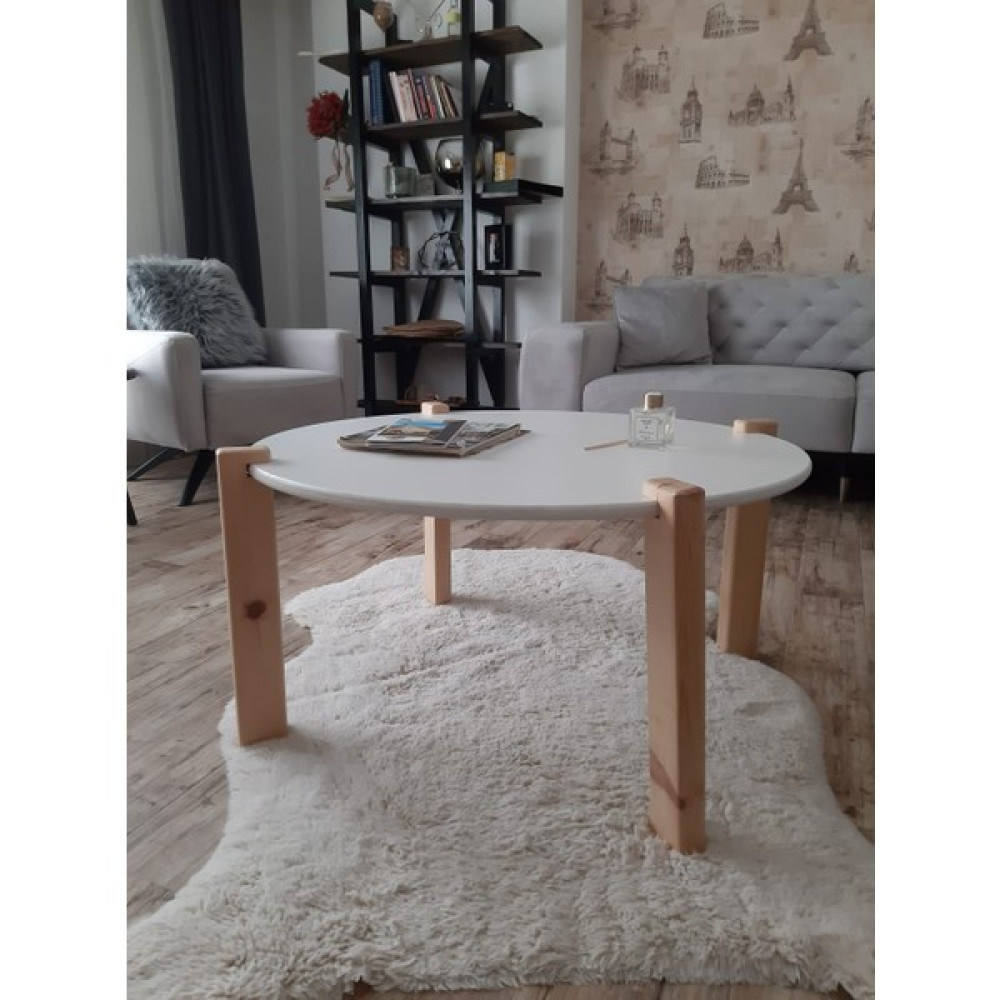 Uğurlu Baylar Uğurlubaylar Yuvarlak Orta Sehpa - beyaz - 90 cm Orta Sehpa Fiyatı