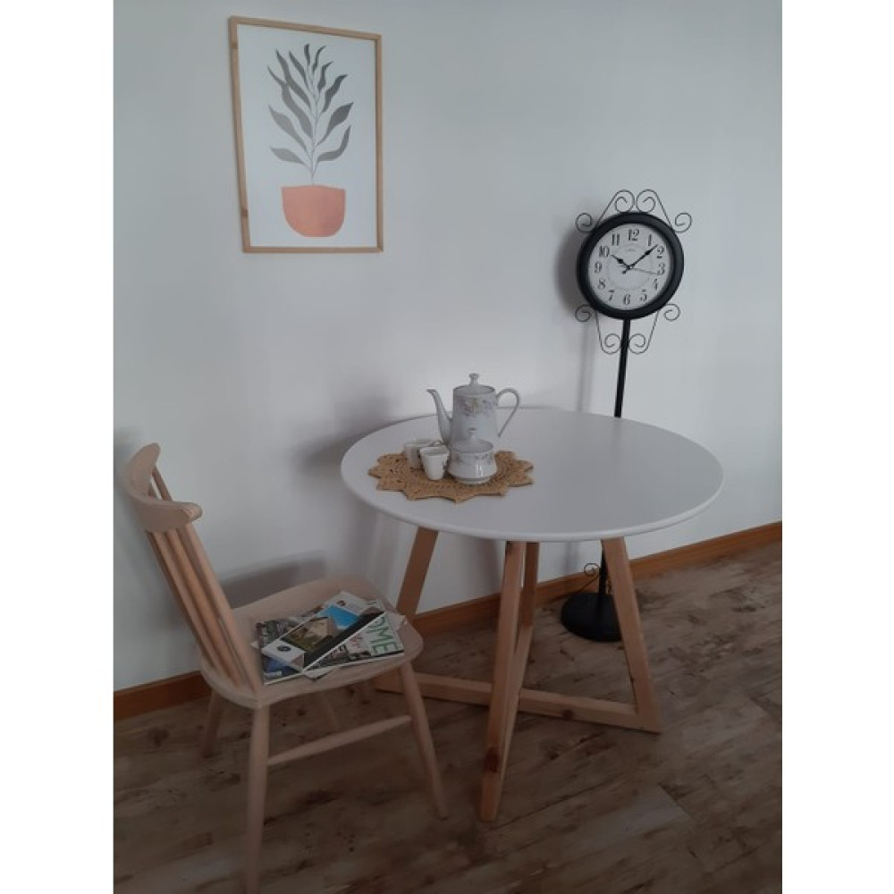 Uğurlu Baylar Yuvarlak Masa - 90 cm - Şeffaf Vernik Yemek & Mutfak Masası Fiyatı