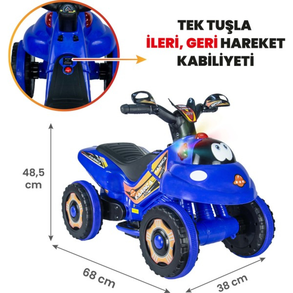 UJ Toys Akülü Atv 6 V Karınca 2020 Müzikli Işıklı Mavi Akülü Araba Fiyatı