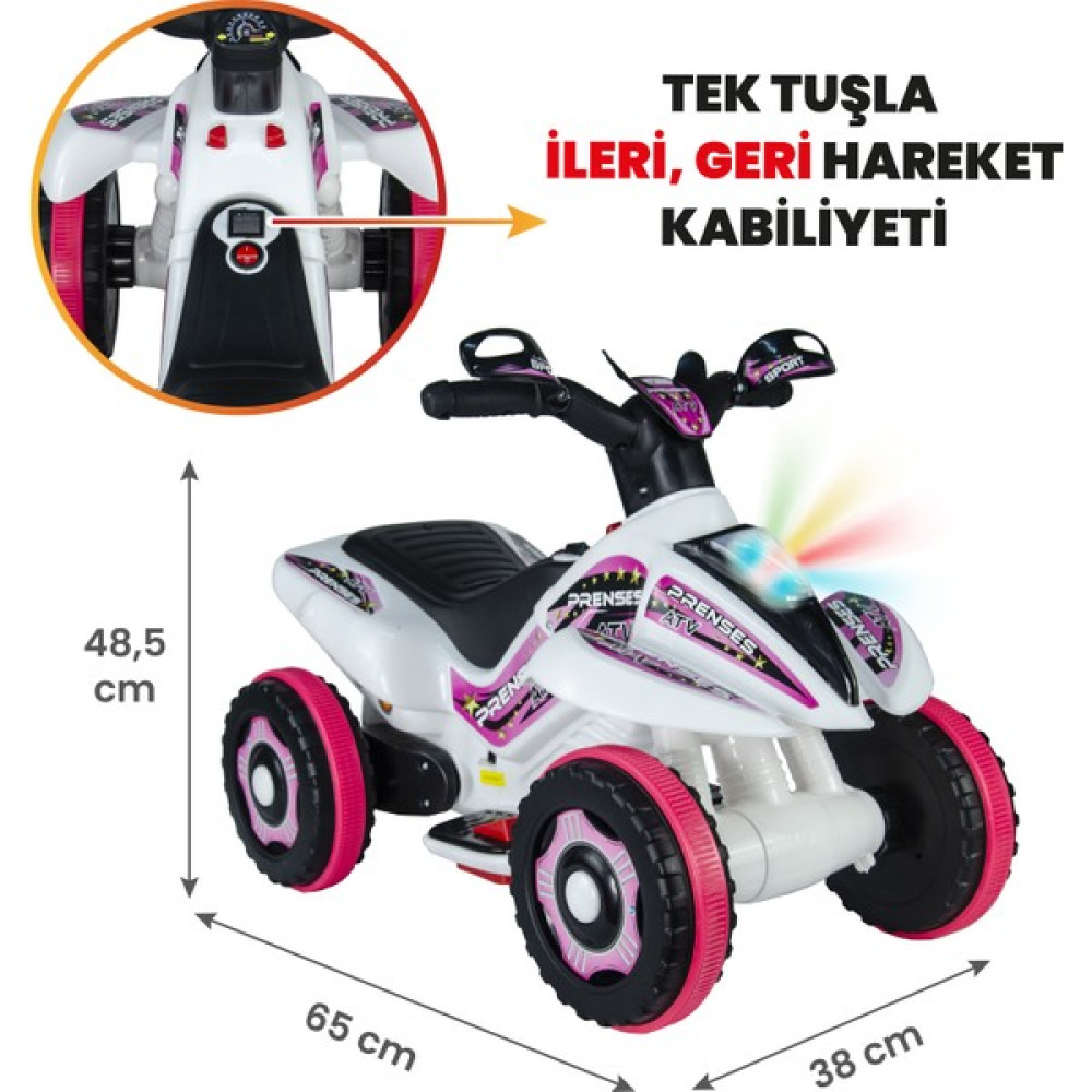 UJ Toys Akülü Atv 6V Safari-Beyaz Prenses - Beyaz Akülü Araba Fiyatı
