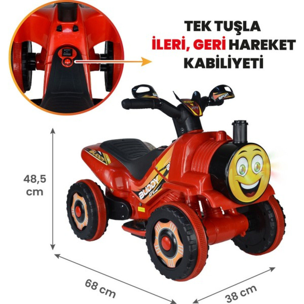UJ Toys Buddy Akülü Atv 6V-KIRMIZI - Kırmızı Akülü Araba Fiyatı