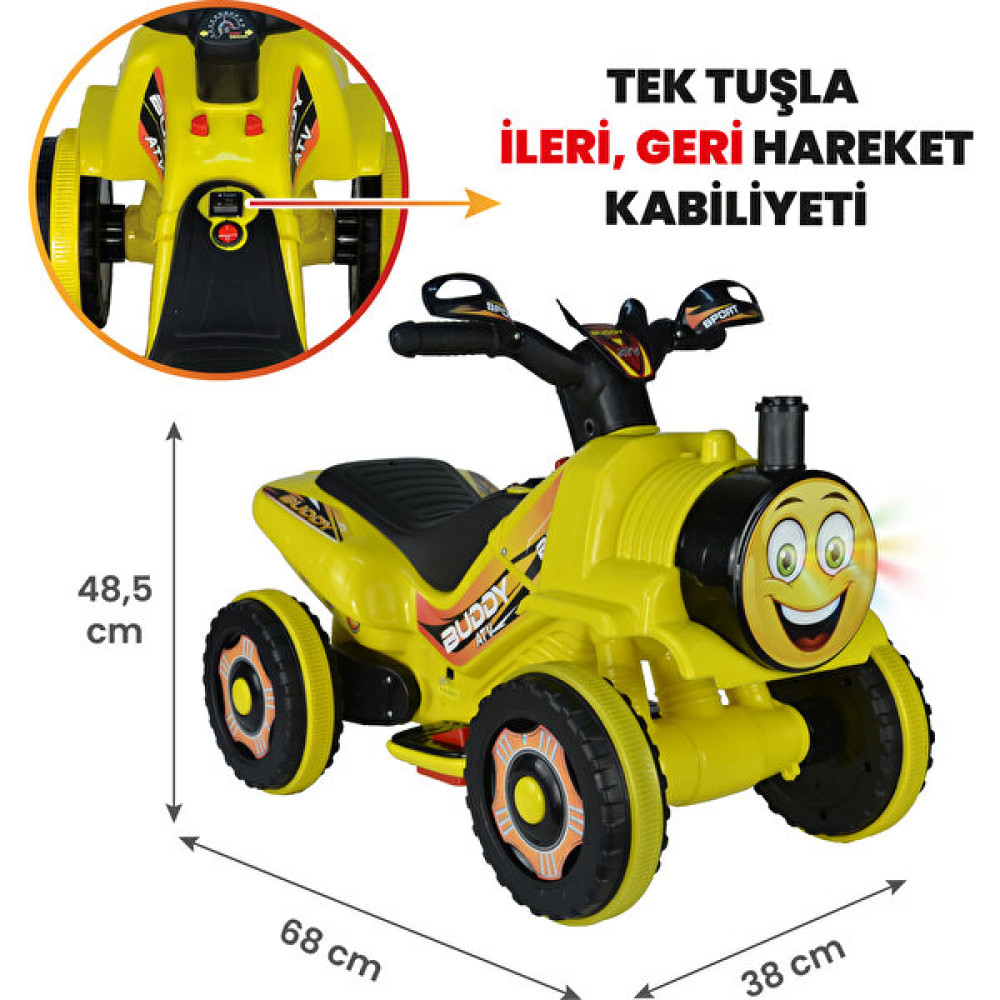 UJ Toys Buddy Akülü Atv 6V-SARI - Sarı Akülü Araba Fiyatı